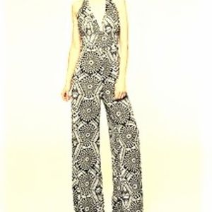Geometric Print Halter Jumpsuit